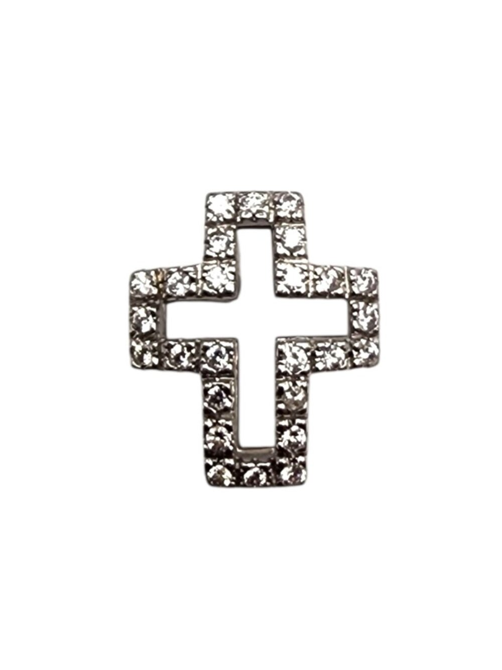 18K White Gold Cubic Zirconia Cross Pendant #26055